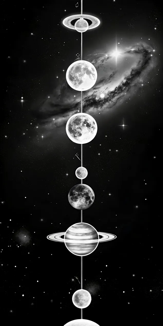 Kozmik Balede Göksel Senfoni Gezegenleri ve Galaksiler 2K duvar kağıdı