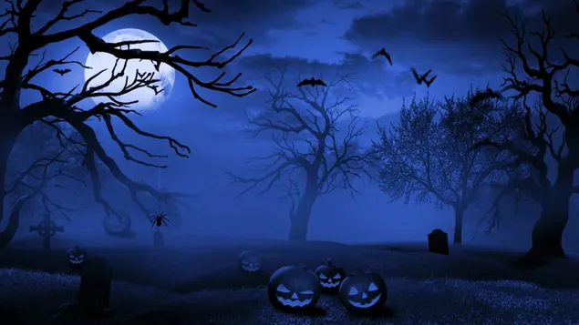 Cementerio de Halloween en la noche