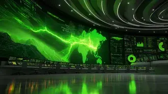 centralni velitelske centrum monitorujici globalni energeticke systemy a data stahnout
