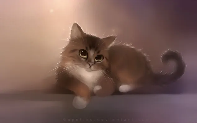 茶色と白の猫のクリップアート