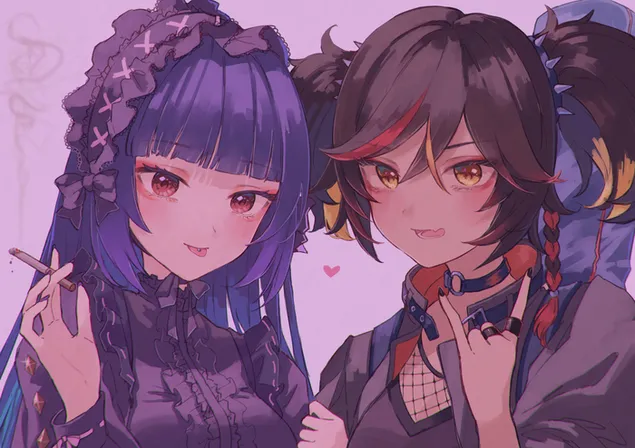 烟鬼 Raiden & Hu Tao (Ganshin Impact) HD 壁纸