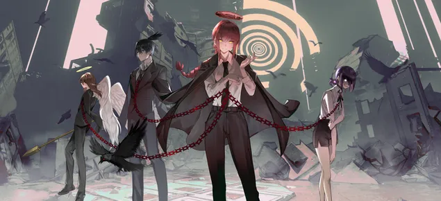 Páipéar balla Carachtair anime ficseanacha Mansaw Slabhra slabhraithe6K