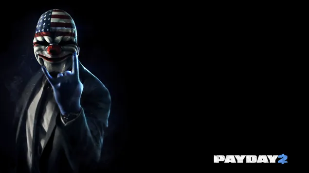 Personage dat een handgebaar maakt uit de videogameserie Payday download