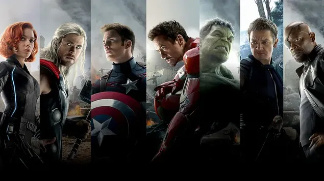 Personages van Avengers 4K achtergrond