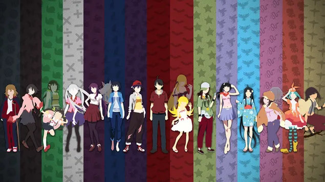 Personatges de la sèrie monogatari 4K fons de pantalla