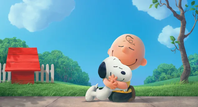 Charlie Brown umarmt Snoopy