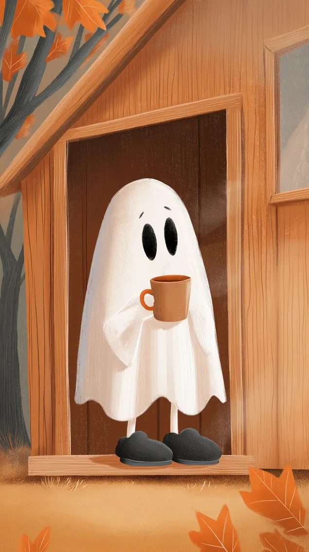 sjarmerende tegneseriespokelse med krus i hosthytte nedlasting