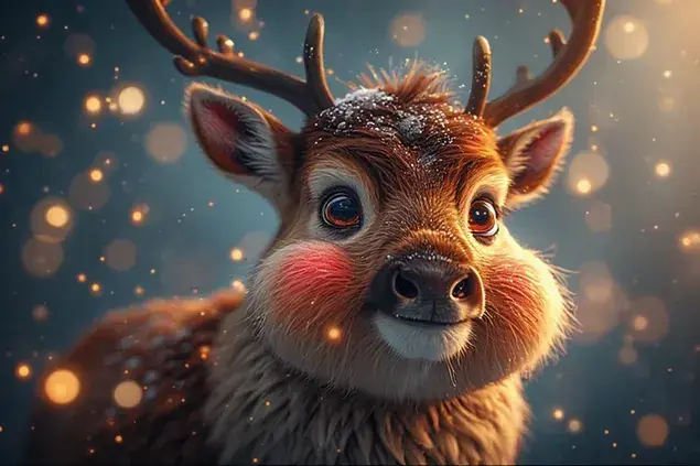 Descărcare de fundal Prim-plan cu Rudolph vesel și bot roz — Magie ...