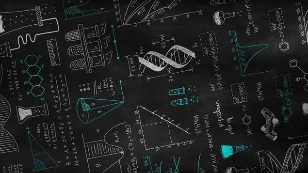 Kemi og fysik symboler på sort tavle download