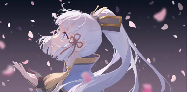 Kwitnąca wiśnia na Ayace jak opady śniegu (Ganshin Impact) 4K tapeta