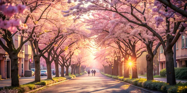 Tapeta Cherry Blossom Avenue, Klidná jarní procházka Okvětními lístky 4K