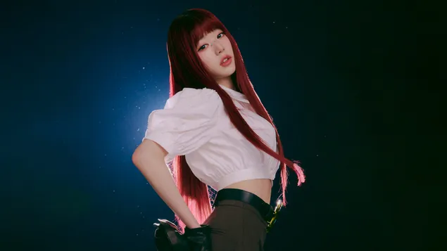 cherry-haired 'wonyoung' o ive - accendio mv shoot ioslodail