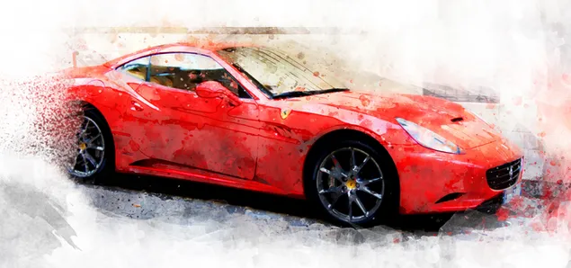 赤いフェラーリ車の芸術的な絵画