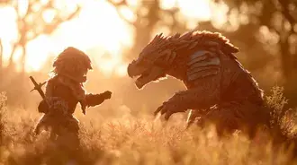 Tapeta Dieťa a drak na poli zlatej hodiny, Fantasy Companion 2K