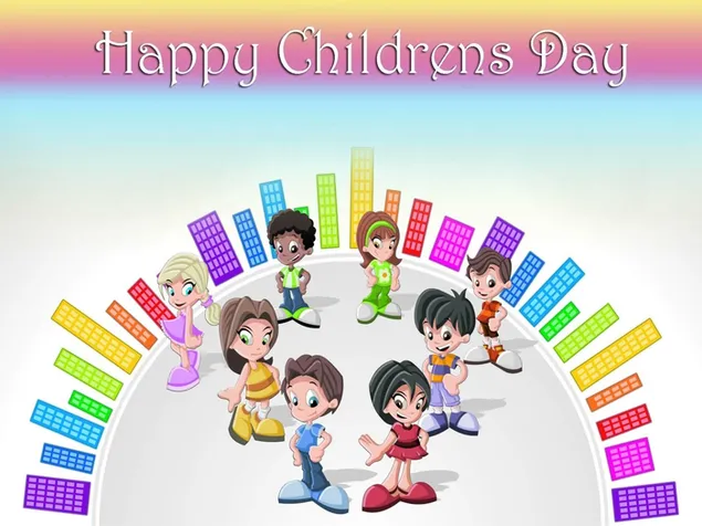 Dětský den animované kreslené děti stáhnout