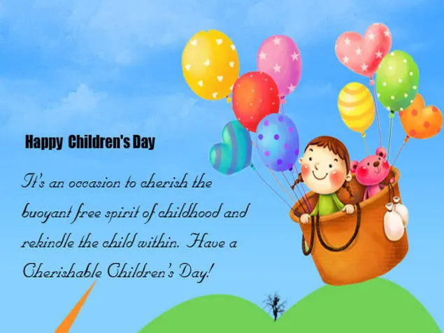 Children's Day Balloons 2K wallpaper
