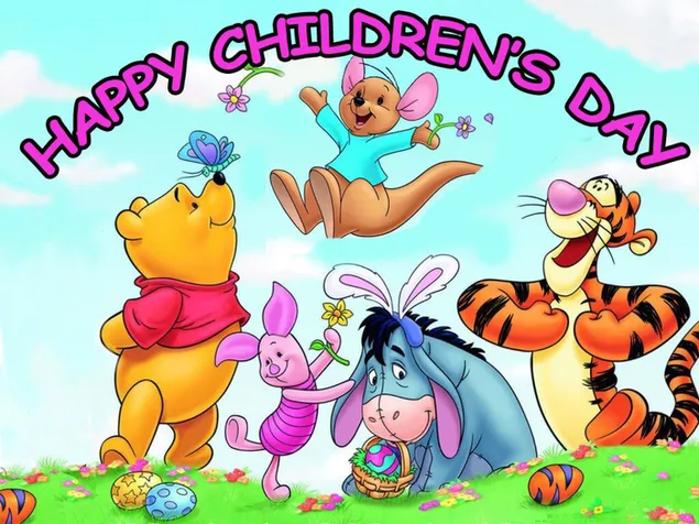 Children's Day Greetings Winnie The Pooh 2K wallpaper download