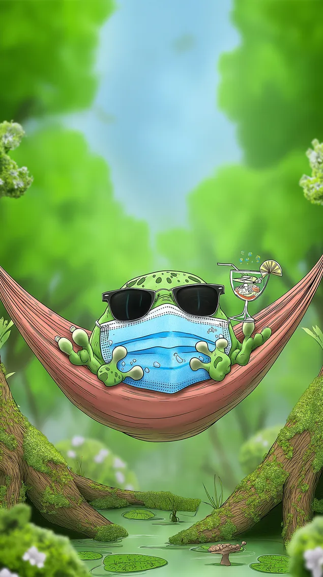 loogastav koomiksikonn vorkkiiges maski ja paikeseprillidega allalaadimine