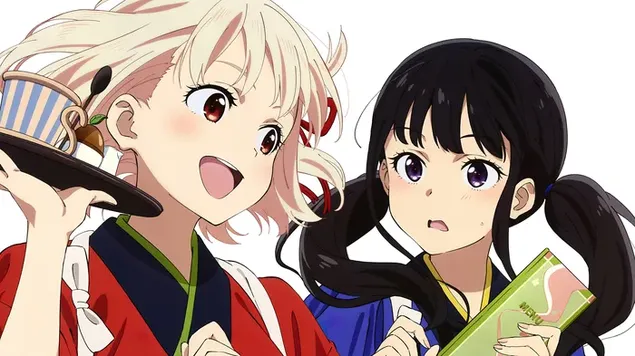 Chisato Nishikigi และ Takina Inoue สวมชุดกิโมโน - Lycoris Recoil 4K วอลเปเปอร์