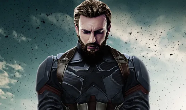 Chris Evans, Captain America-foto met lucht en wolken op de achtergrond