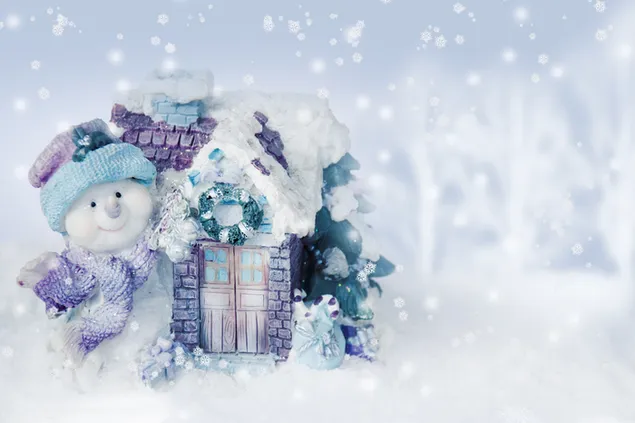 Figura navideña de un muñeco de nieve 4K fondo de pantalla