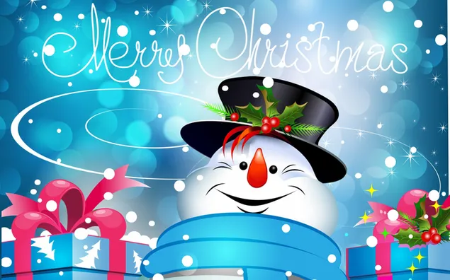 Hình nền Thẻ quà tặng Giáng sinh với người tuyết HD