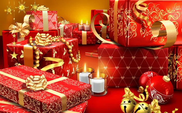 Weihnachtsgeschenke und Kerzen