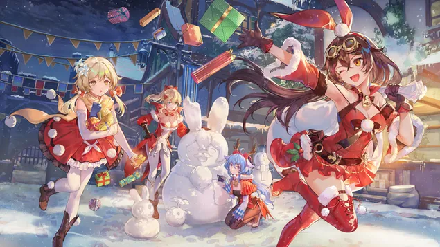 Weihnachtsmädchen - Genshin Impact (Anime-Videospiel) 4K Hintergrundbild