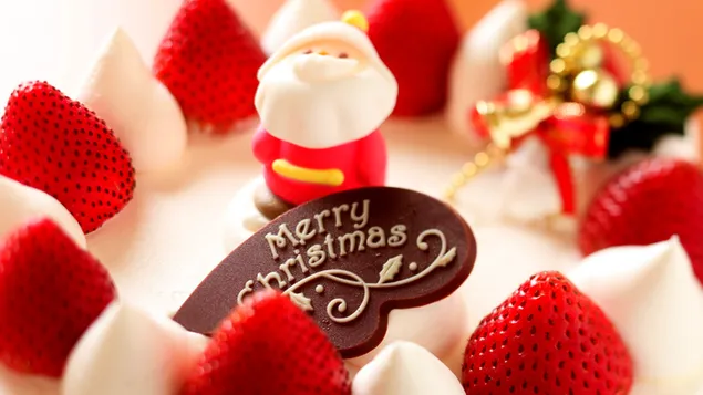 Kue Strawberry Natal dengan Santa Claus Cookie