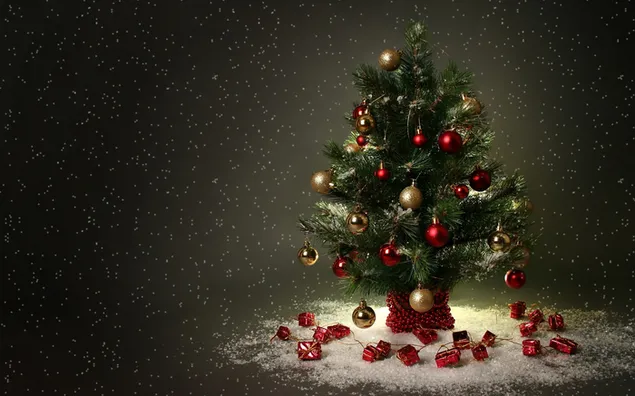 Pohon Natal dan Latar Belakang Gelap