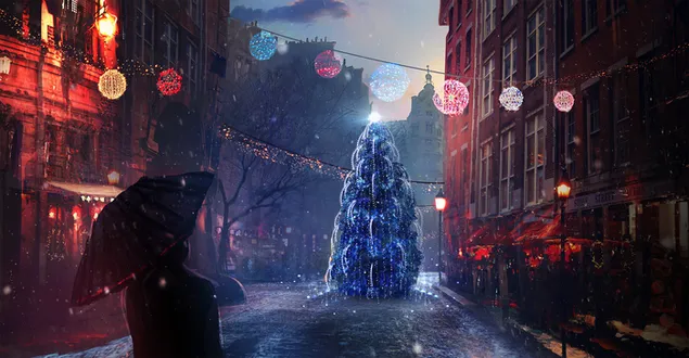 Kerstboom op straat