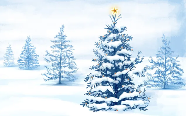 Kerstboom in de winter HD achtergrond
