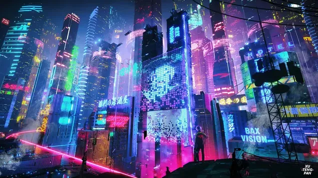 Cidade de néon colorida download