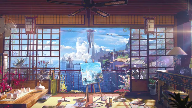 City Anime Scenery 4K wallpaper