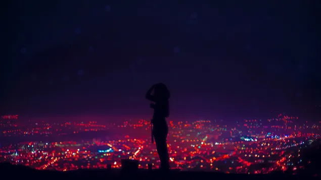 Taustakuva Kaupungin valot näyttävät kauniilta yöllä 4K