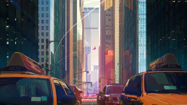 ciudad del hombre araña 4K fondo de pantalla