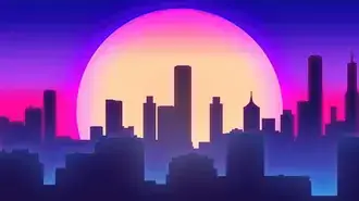Artă digitală City Sunset 4K imagine de fundal