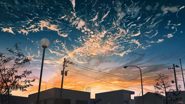 puesta de sol de la ciudad 4K fondo de pantalla
