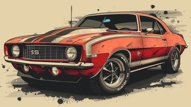 Klassieke charme van een vintage muscle car 8K achtergrond