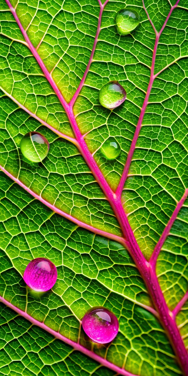 Tapeta Detailný záber na zelený list s kvapkami vody 2K