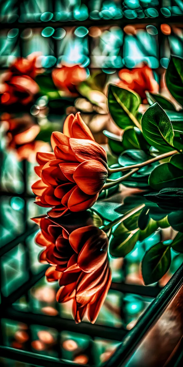 Close up bunga jeruk yang sedang mekar dengan tetesan air dan daun hijau 2K wallpaper