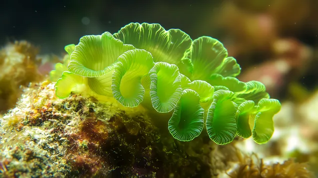 لقطة مقربة لنبات الكوديوم الأخضر الهش في ضوء الشمس الساحلي 4K خلفية