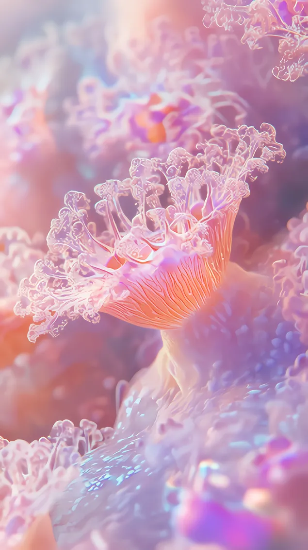 Krupni plan živopisnih koraljnih polipa pod vodom 4K pozadina