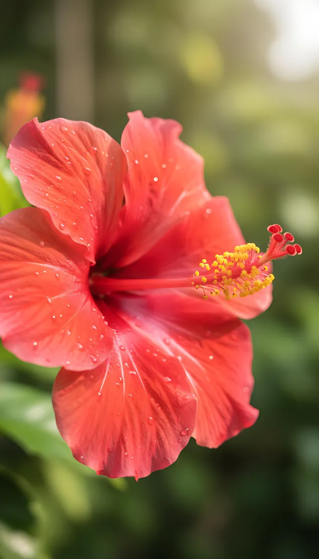 detailny zaber, od, cerveny, ibistek, kvitnut, cerstvy stiahnut