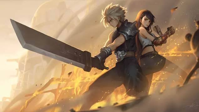 Cloud Strife with Tifa Lockhart - Final Fantasy VII Remake (Video Game) 4K wallpaper