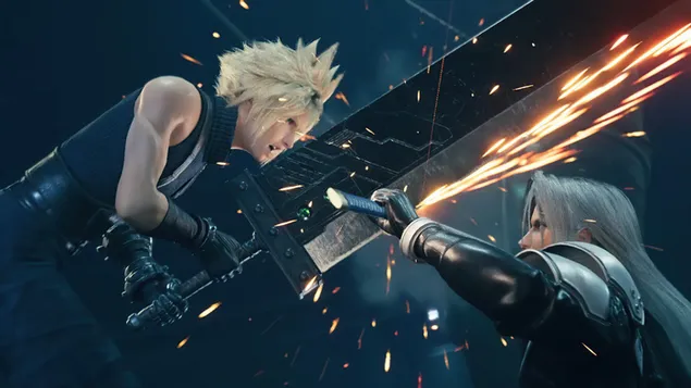 Núvol vs. Sephiroth - Final Fantasy VII Remake (videojoc) 4K fons de pantalla