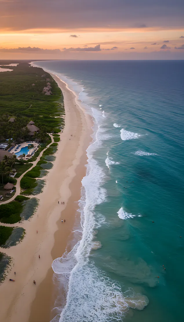 radharc on aer ar lui na greine ar an tra costa ioslodail