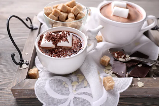 Café para dos con bandeja y presentación shamalov.