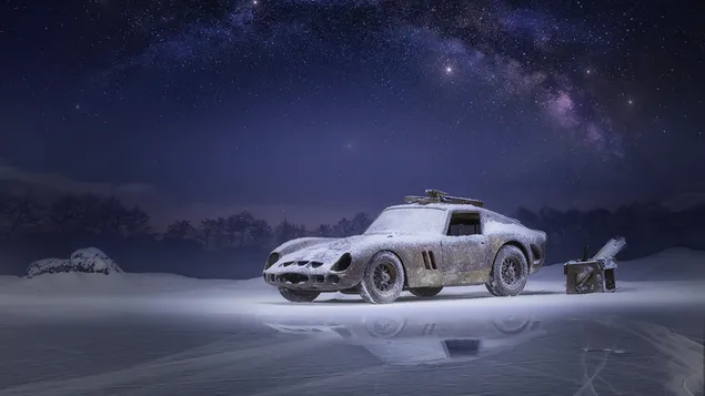 Kolde vinterstjerner nat & sne, der falder på bilen download