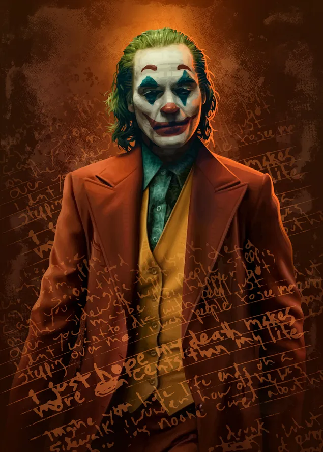 Farbporträt der aus der Batman-Filmreihe bekannten Joker-Figur HD Hintergrundbild